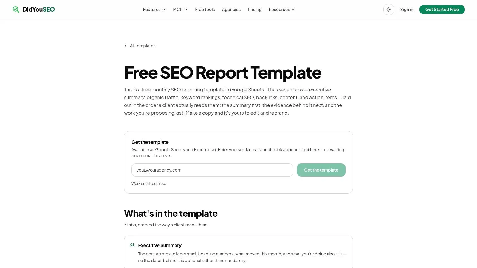 DidYouSEO Google Sheets SEO Report Template