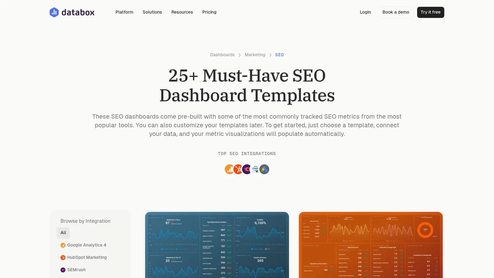 Databox SEO Dashboard Templates
