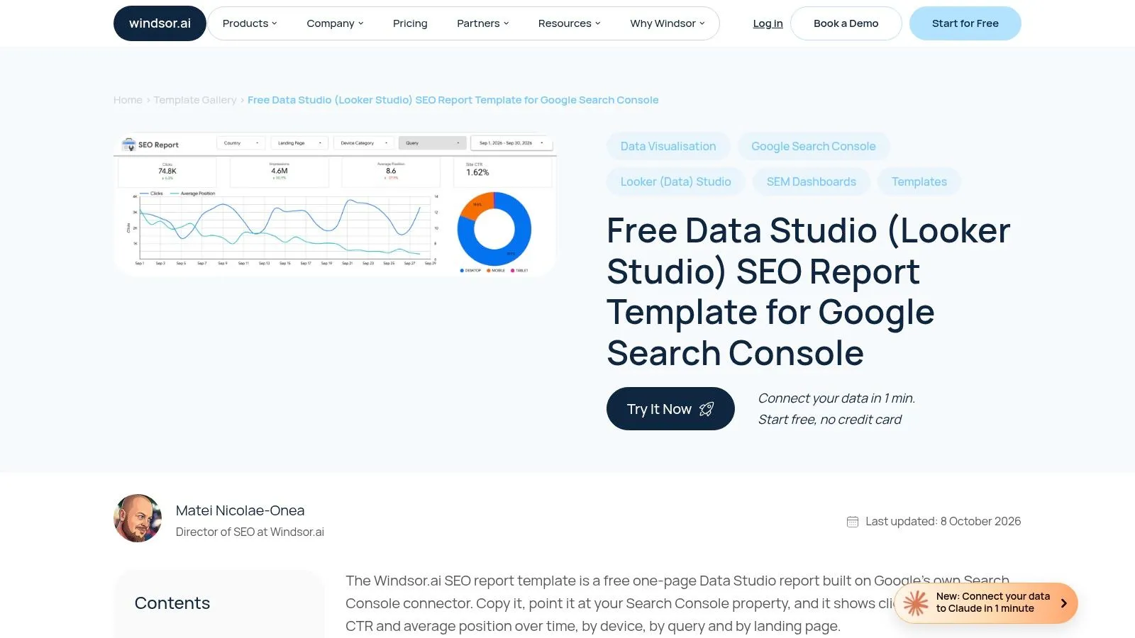 Windsor.ai Google Search Console Looker Studio Template